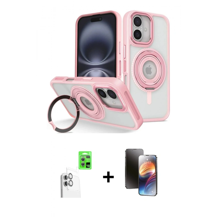 MARSİLYAN™- iPhone 16 Kılıf Nova Minimal Serisi - Siyah 3D Antistatik Mat Seramik Nano Ekran Koruyucu + Raze Metal Kamera Lens - BZ