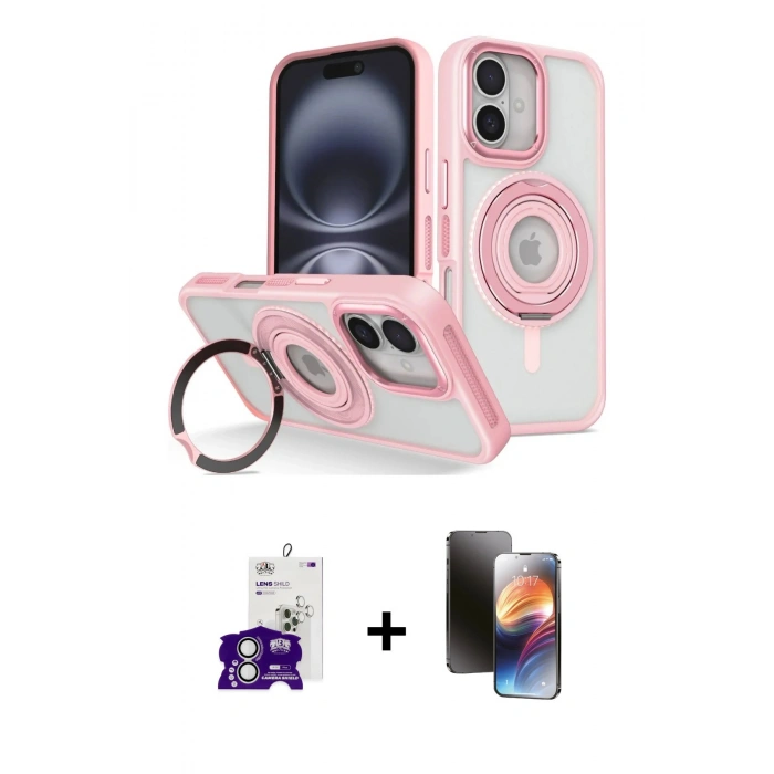 MARSİLYAN™- iPhone 16 Kılıf Nova Minimal Serisi - Siyah 3D Antistatik Mat Seramik Nano Ekran Koruyucu + Bilvis Titan Kamera Lens - GS