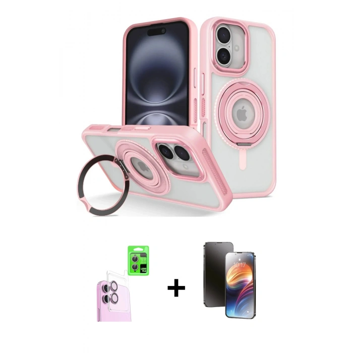 MARSİLYAN™- iPhone 16 Kılıf Nova Minimal Serisi - Siyah 3D Antistatik Mat Seramik Nano Ekran Koruyucu + Raze Metal Kamera Lens - PE