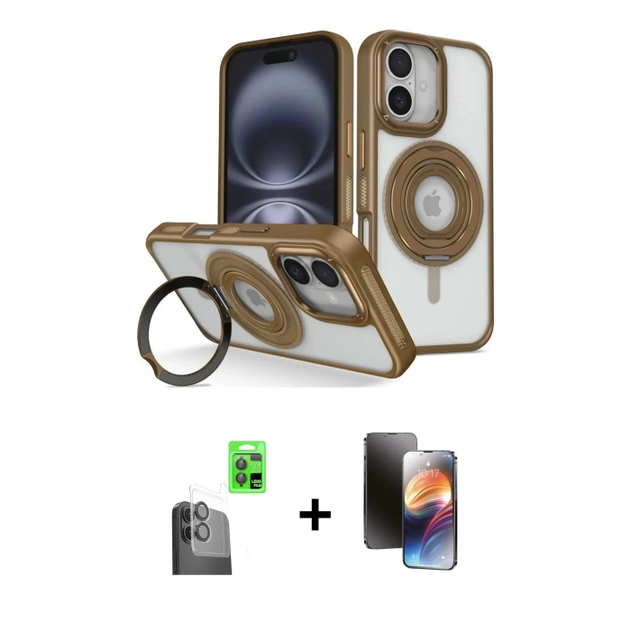 MARSİLYAN™- iPhone 16 Kılıf Nova Minimal Serisi - Siyah 3D Antistatik Mat Seramik Nano Ekran Koruyucu + Raze Metal Kamera Lens - SH