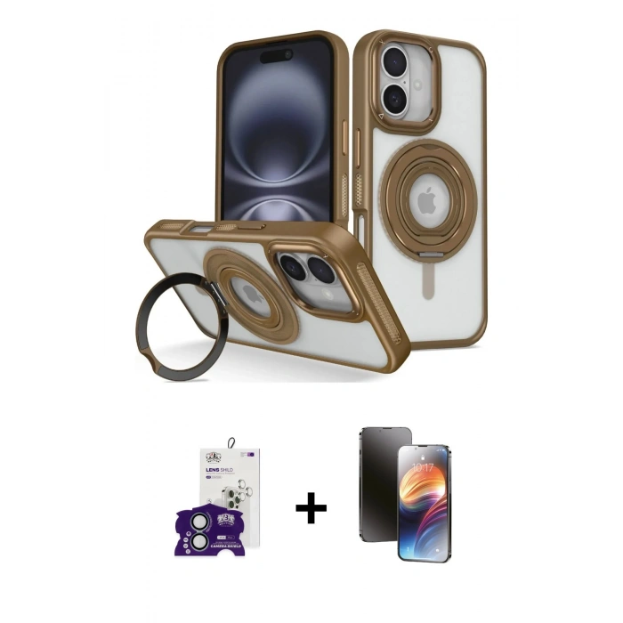 MARSİLYAN™- iPhone 16 Kılıf Nova Minimal Serisi - Siyah 3D Antistatik Mat Seramik Nano Ekran Koruyucu + Bilvis Titan Kamera Lens - YL