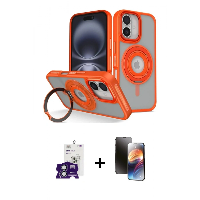 MARSİLYAN™- iPhone 16 Kılıf Nova Minimal Serisi - Siyah 3D Antistatik Mat Seramik Nano Ekran Koruyucu + Bilvis Titan Kamera Lens - YL