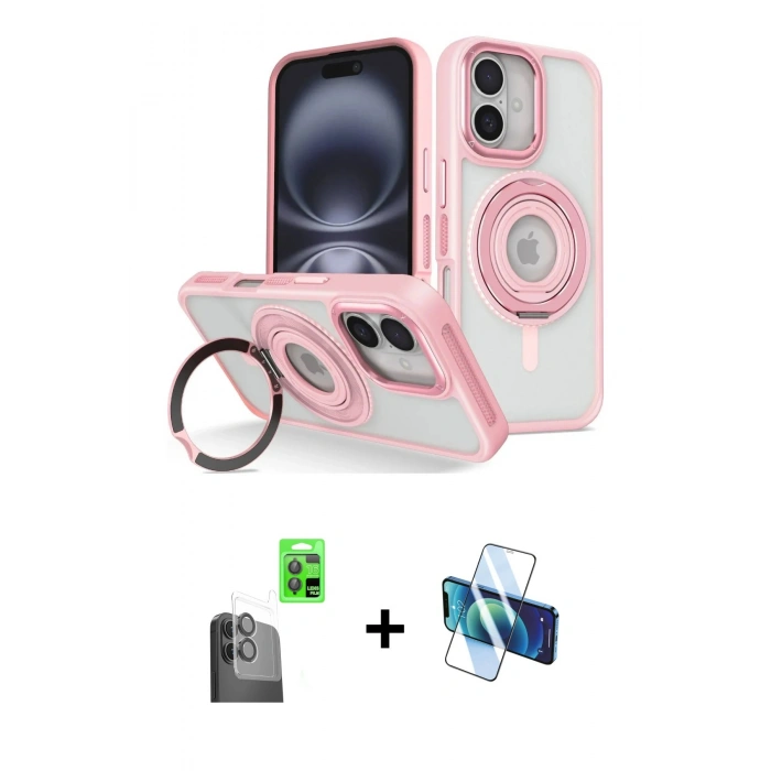 MARSİLYAN™- iPhone 16 Kılıf Nova Minimal Serisi - Siyah 3D Antistatik Seramik Nano Ekran Koruyucu + Raze Metal Kamera Lens - SH