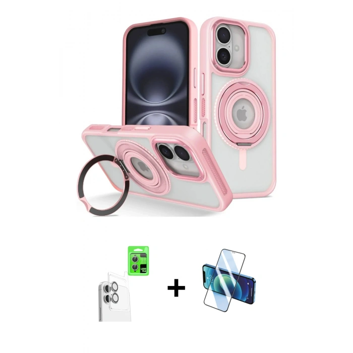 MARSİLYAN™- iPhone 16 Kılıf Nova Minimal Serisi - Siyah 3D Antistatik Seramik Nano Ekran Koruyucu + Raze Metal Kamera Lens - BZ