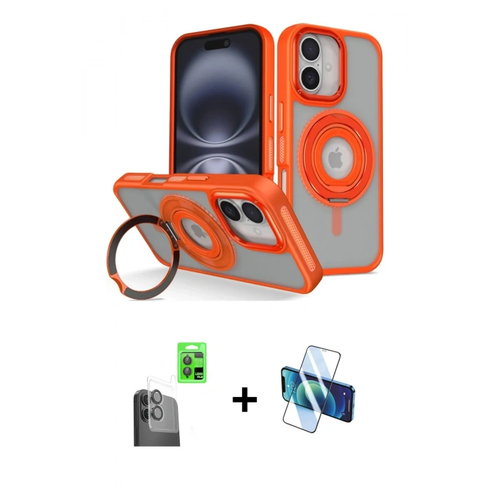 MARSİLYAN™- iPhone 16 Kılıf Nova Minimal Serisi - Siyah 3D Antistatik Seramik Nano Ekran Koruyucu + Raze Metal Kamera Lens - SH