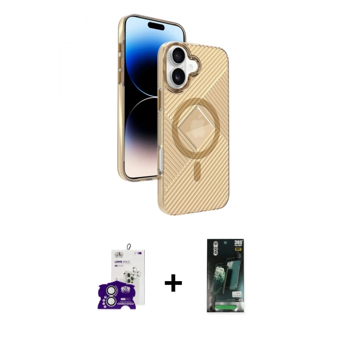 MARSİLYAN™- iPhone 16 Kılıf Nova Modern Prime - Siyah 360 Mat Full Body Arka Koruyucu + Gümüş Bilvis Titan Kamera Lens