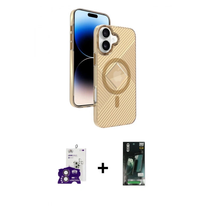MARSİLYAN™- iPhone 16 Kılıf Nova Modern Prime - Siyah 360 Mat Full Body Arka Koruyucu + Bilvis Titan Kamera Lens - PE