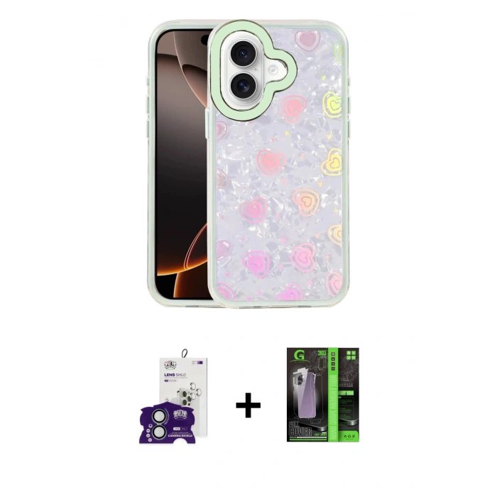 MARSİLYAN™- iPhone 16 Kılıf Odak Prime - Şeffaf 360 Full Body Arka Koruyucu + Bilvis Titan Kamera Lens - YL