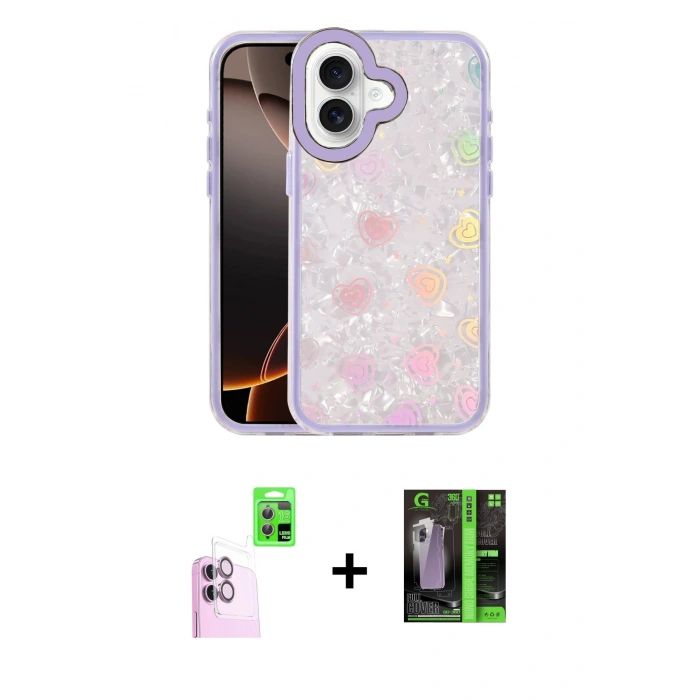 MARSİLYAN™- iPhone 16 Kılıf Odak Prime - Şeffaf 360 Full Body Arka Koruyucu + Raze Metal Kamera Lens - PE