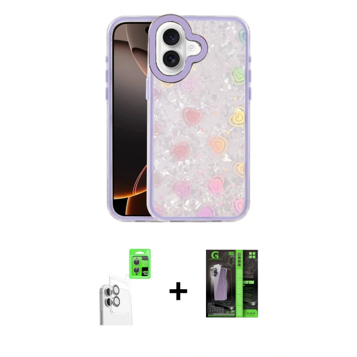 MARSİLYAN™- iPhone 16 Kılıf Odak Prime - Şeffaf 360 Full Body Arka Koruyucu + Raze Metal Kamera Lens - BZ