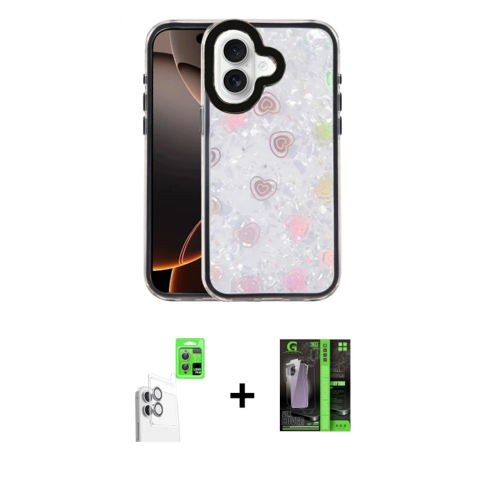 MARSİLYAN™- iPhone 16 Kılıf Odak Prime - Şeffaf 360 Full Body Arka Koruyucu + Raze Metal Kamera Lens - BZ