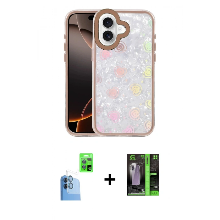 MARSİLYAN™- iPhone 16 Kılıf Odak Prime - Şeffaf 360 Full Body Arka Koruyucu + Raze Metal Kamera Lens - LT