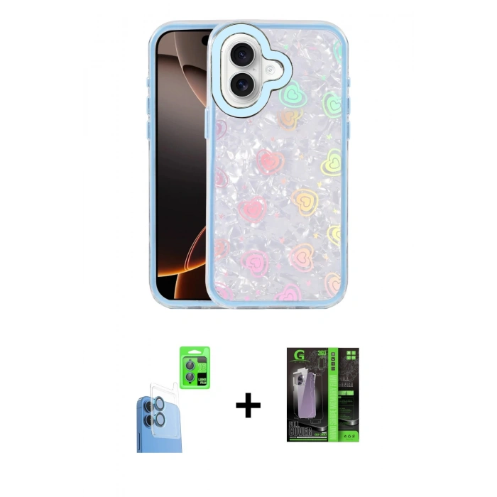 MARSİLYAN™- iPhone 16 Kılıf Odak Prime - Şeffaf 360 Full Body Arka Koruyucu + Raze Metal Kamera Lens - LT
