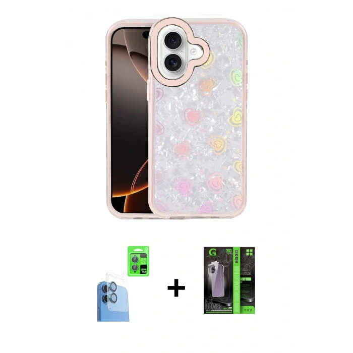 MARSİLYAN™- iPhone 16 Kılıf Odak Prime - Şeffaf 360 Full Body Arka Koruyucu + Raze Metal Kamera Lens - LT