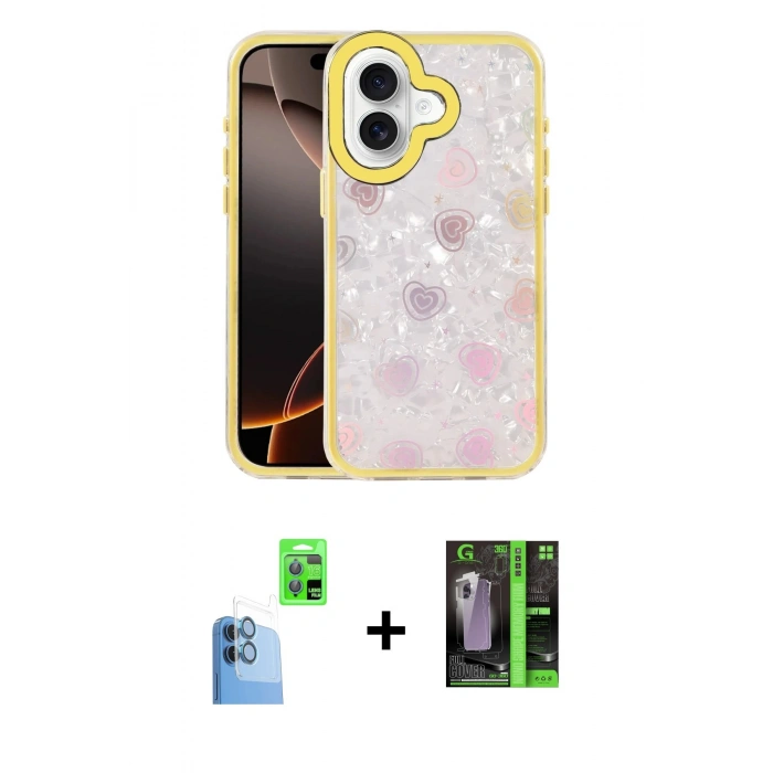 MARSİLYAN™- iPhone 16 Kılıf Odak Prime - Şeffaf 360 Full Body Arka Koruyucu + Raze Metal Kamera Lens - LT
