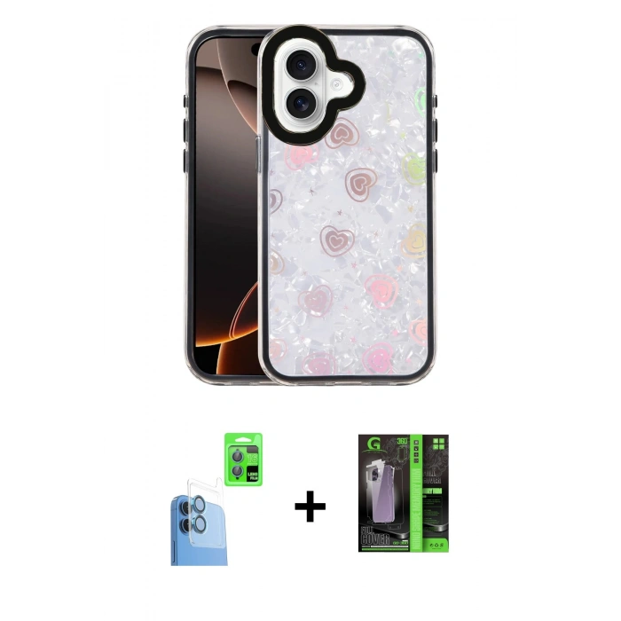 MARSİLYAN™- iPhone 16 Kılıf Odak Prime - Şeffaf 360 Full Body Arka Koruyucu + Raze Metal Kamera Lens - LT
