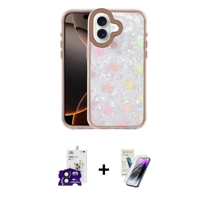 MARSİLYAN™- iPhone 16 Kılıf Odak Prime - Şeffaf Pasifik Cam Ekran Koruyucu + Bilvis Titan Kamera Lens - SH