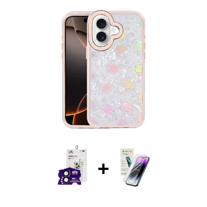 MARSİLYAN™- iPhone 16 Kılıf Odak Prime - Şeffaf Pasifik Cam Ekran Koruyucu + Bilvis Titan Kamera Lens - SH