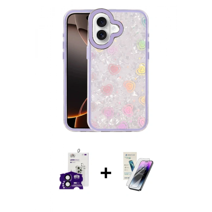 MARSİLYAN™- iPhone 16 Kılıf Odak Prime - Şeffaf Pasifik Cam Ekran Koruyucu + Bilvis Titan Kamera Lens - SH