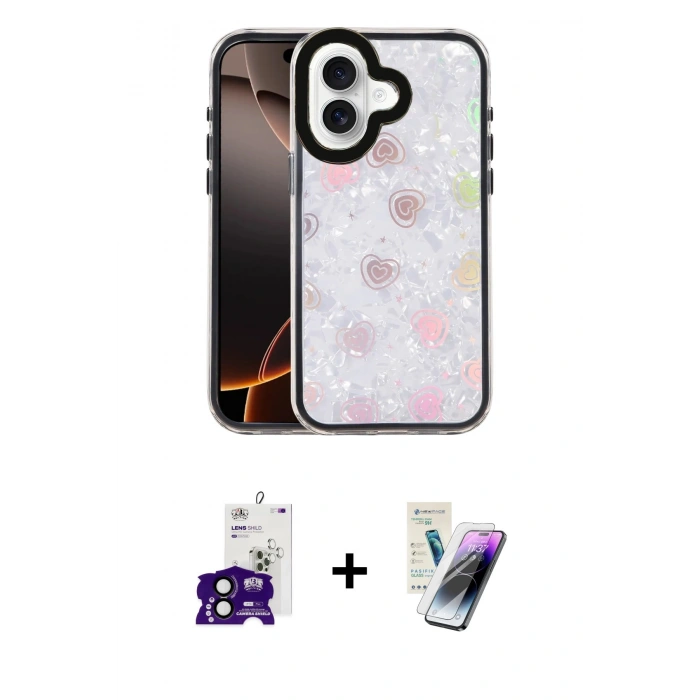MARSİLYAN™- iPhone 16 Kılıf Odak Prime - Şeffaf Pasifik Cam Ekran Koruyucu + Bilvis Titan Kamera Lens - SH