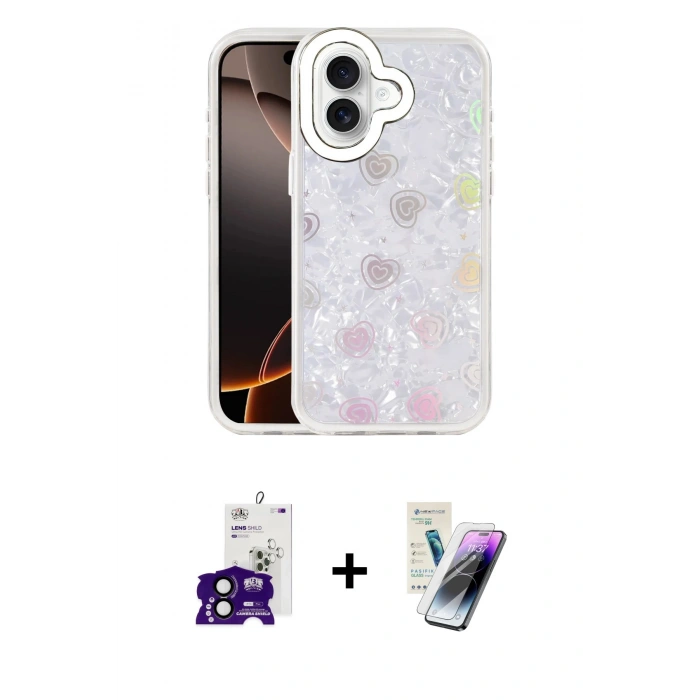 MARSİLYAN™- iPhone 16 Kılıf Odak Prime - Şeffaf Pasifik Cam Ekran Koruyucu + Bilvis Titan Kamera Lens - SH