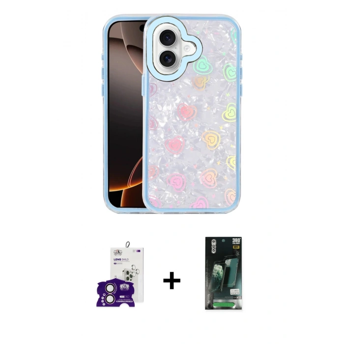 MARSİLYAN™- iPhone 16 Kılıf Odak Prime - Siyah 360 Mat Full Body Arka Koruyucu + Bilvis Titan Kamera Lens - PE