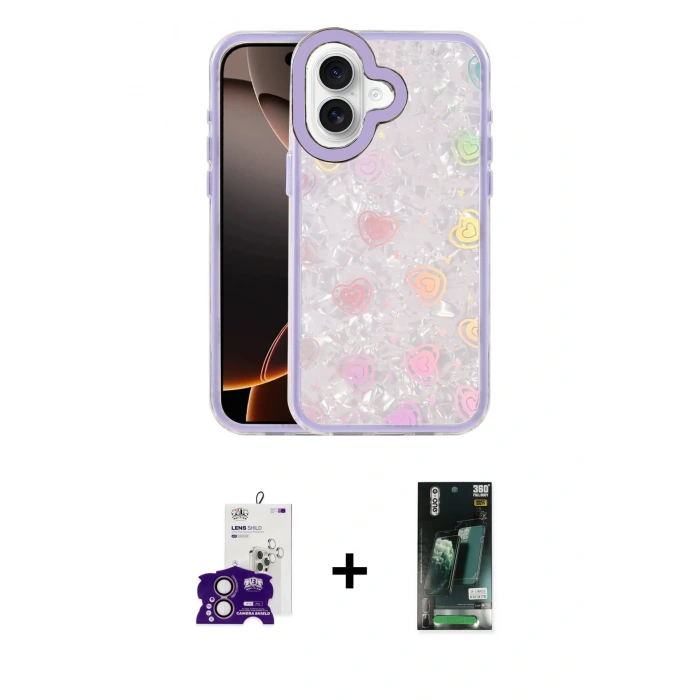 MARSİLYAN™- iPhone 16 Kılıf Odak Prime - Siyah 360 Mat Full Body Arka Koruyucu + Bilvis Titan Kamera Lens - PE