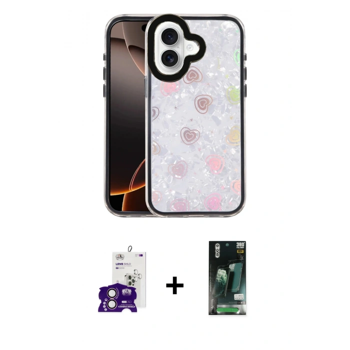 MARSİLYAN™- iPhone 16 Kılıf Odak Prime - Siyah 360 Mat Full Body Arka Koruyucu + Bilvis Titan Kamera Lens - PE