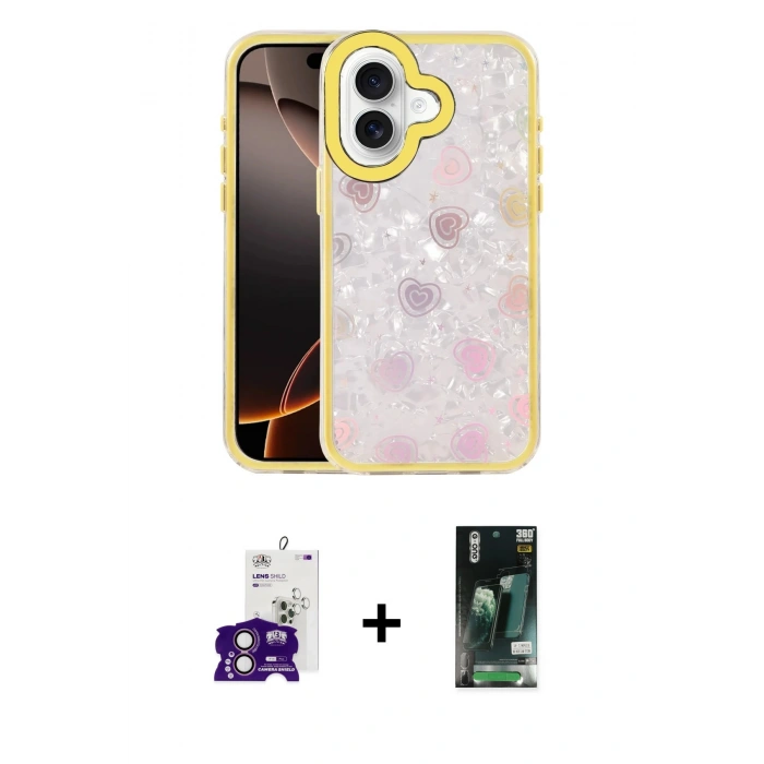 MARSİLYAN™- iPhone 16 Kılıf Odak Prime - Siyah 360 Mat Full Body Arka Koruyucu + Bilvis Titan Kamera Lens - PE