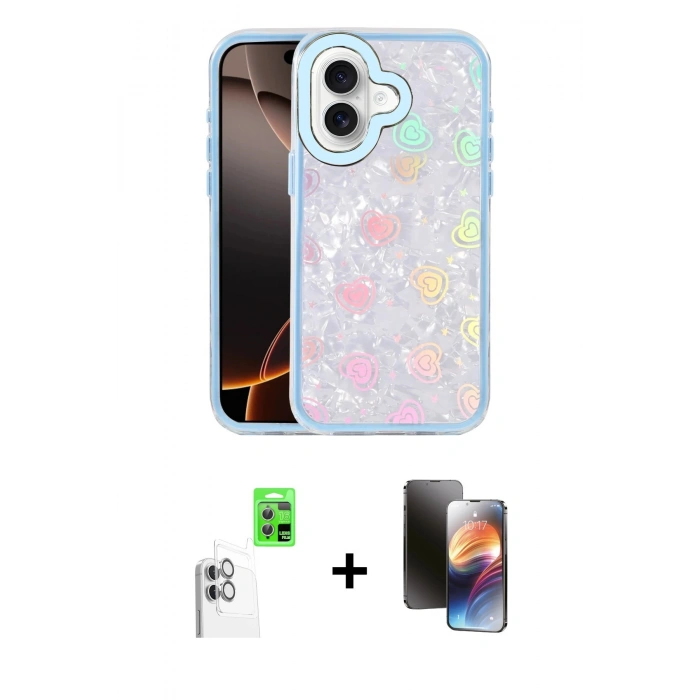 MARSİLYAN™- iPhone 16 Kılıf Odak Prime - Siyah 3D Antistatik Mat Seramik Nano Ekran Koruyucu + Raze Metal Kamera Lens - BZ