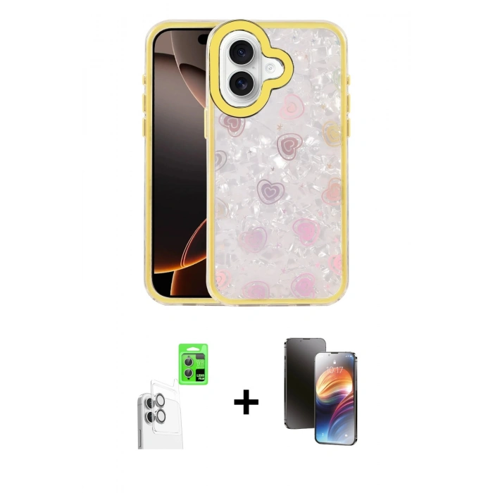MARSİLYAN™- iPhone 16 Kılıf Odak Prime - Siyah 3D Antistatik Mat Seramik Nano Ekran Koruyucu + Raze Metal Kamera Lens - BZ