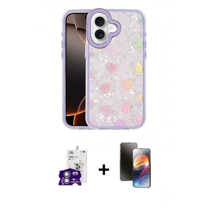 MARSİLYAN™- iPhone 16 Kılıf Odak Prime - Siyah 3D Antistatik Mat Seramik Nano Ekran Koruyucu + Bilvis Titan Kamera Lens - GS