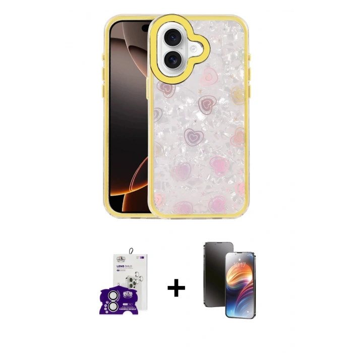 MARSİLYAN™- iPhone 16 Kılıf Odak Prime - Siyah 3D Antistatik Mat Seramik Nano Ekran Koruyucu + Bilvis Titan Kamera Lens - GS