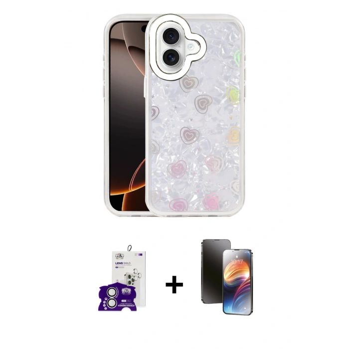 MARSİLYAN™- iPhone 16 Kılıf Odak Prime - Siyah 3D Antistatik Mat Seramik Nano Ekran Koruyucu + Bilvis Titan Kamera Lens - GS