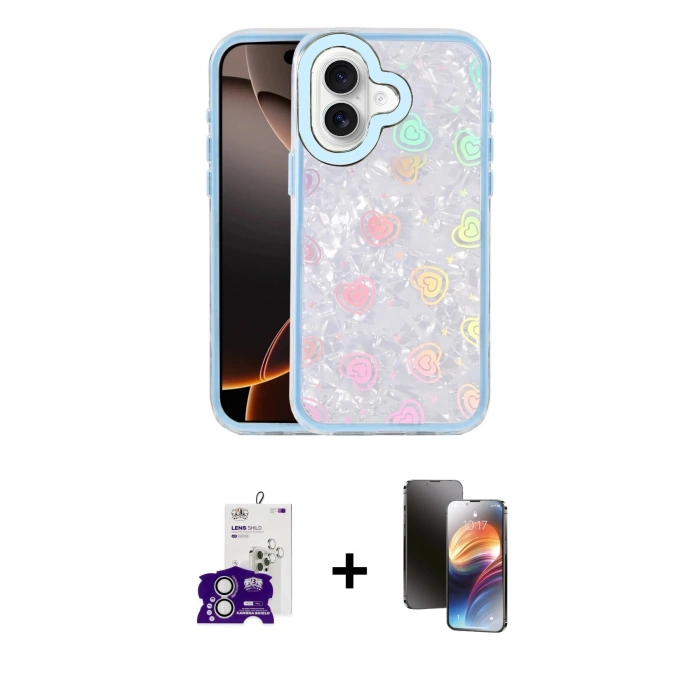 MARSİLYAN™- iPhone 16 Kılıf Odak Prime - Siyah 3D Antistatik Mat Seramik Nano Ekran Koruyucu + Bilvis Titan Kamera Lens - GS