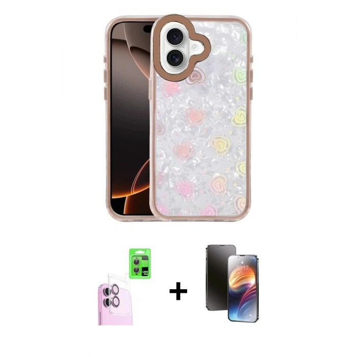 MARSİLYAN™- iPhone 16 Kılıf Odak Prime - Siyah 3D Antistatik Mat Seramik Nano Ekran Koruyucu + Raze Metal Kamera Lens - PE