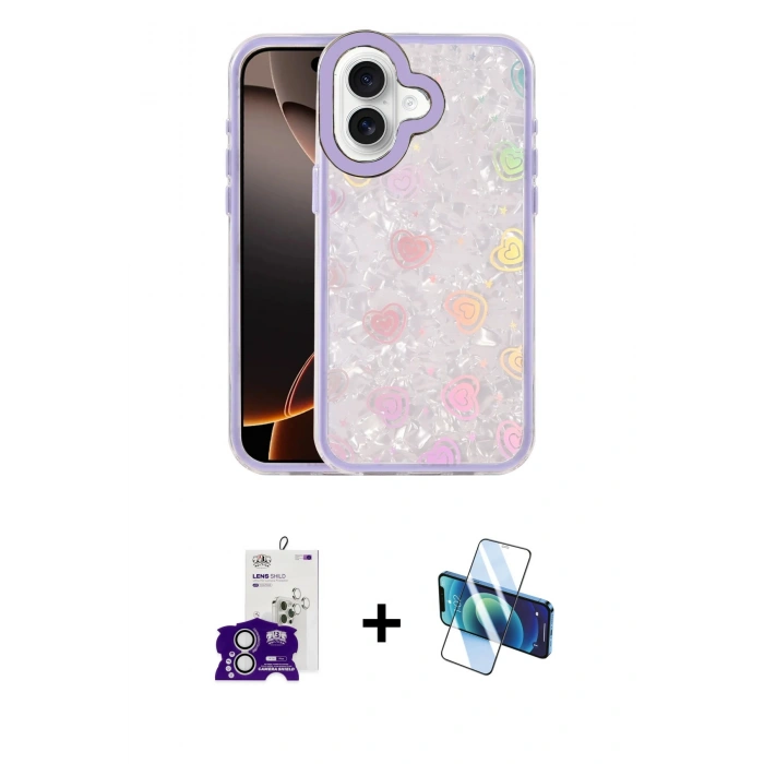 MARSİLYAN™- iPhone 16 Kılıf Odak Prime - Siyah 3D Antistatik Seramik Nano Ekran Koruyucu + Bilvis Titan Kamera Lens - GS