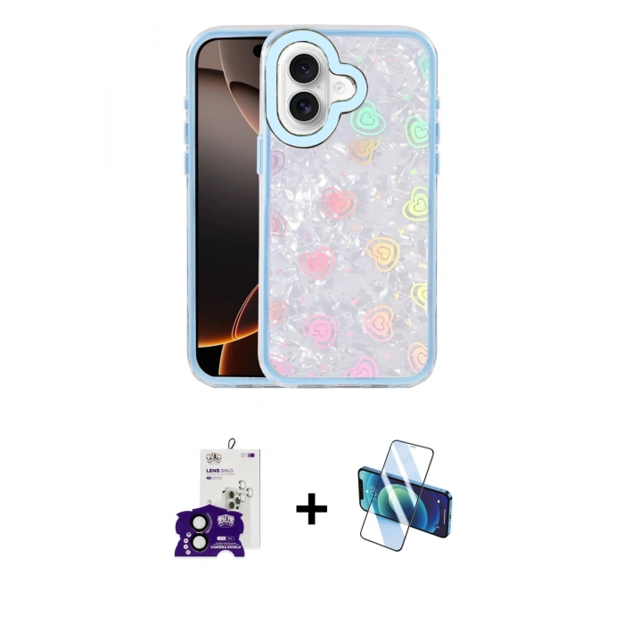 MARSİLYAN™- iPhone 16 Kılıf Odak Prime - Siyah 3D Antistatik Seramik Nano Ekran Koruyucu + Bilvis Titan Kamera Lens - SH