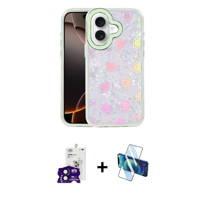 MARSİLYAN™- iPhone 16 Kılıf Odak Prime - Siyah 3D Antistatik Seramik Nano Ekran Koruyucu + Bilvis Titan Kamera Lens - SH