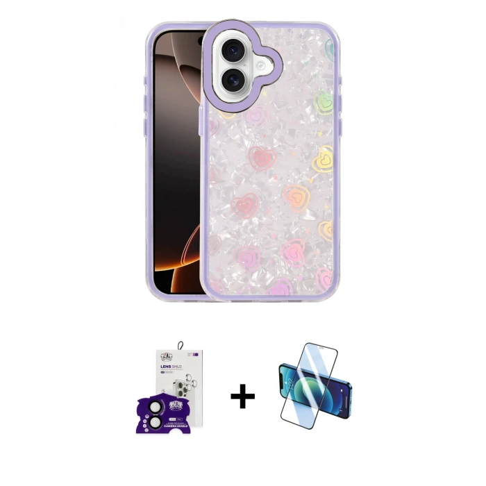 MARSİLYAN™- iPhone 16 Kılıf Odak Prime - Siyah 3D Antistatik Seramik Nano Ekran Koruyucu + Bilvis Titan Kamera Lens - SH