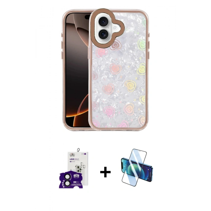 MARSİLYAN™- iPhone 16 Kılıf Odak Prime - Siyah 3D Antistatik Seramik Nano Ekran Koruyucu + Bilvis Titan Kamera Lens - SH