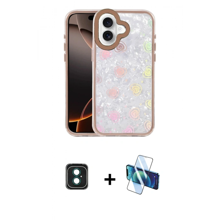 MARSİLYAN™- iPhone 16 Kılıf Odak Prime - Siyah 3D Antistatik Seramik Nano Ekran Koruyucu + PVD Metal Kamera Lens - YL