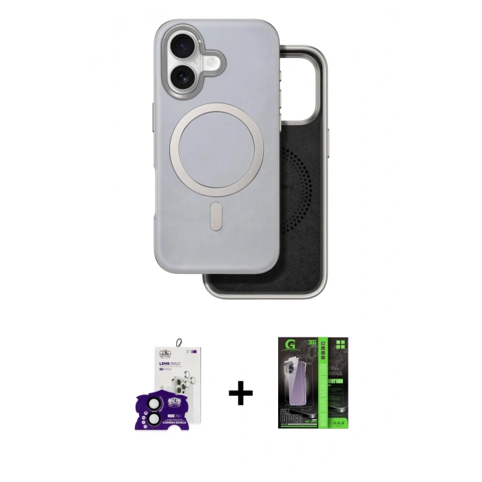 MARSİLYAN™- iPhone 16 Kılıf Pusula Işık Koleksiyonu - Şeffaf 360 Full Body Arka Koruyucu + Bilvis Titan Kamera Lens - SH
