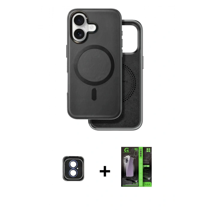 MARSİLYAN™- iPhone 16 Kılıf Pusula Işık Koleksiyonu - Şeffaf 360 Full Body Arka Koruyucu + PVD Metal Kamera Lens - MI