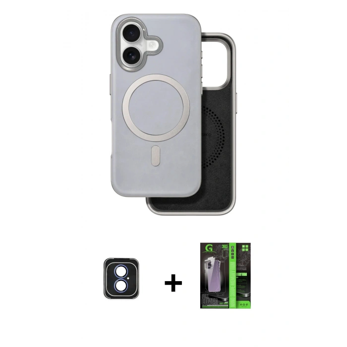 MARSİLYAN™- iPhone 16 Kılıf Pusula Işık Koleksiyonu - Şeffaf 360 Full Body Arka Koruyucu + PVD Metal Kamera Lens - MI