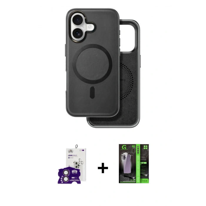 MARSİLYAN™- iPhone 16 Kılıf Pusula Işık Koleksiyonu - Şeffaf 360 Full Body Arka Koruyucu + Bilvis Titan Kamera Lens - PE