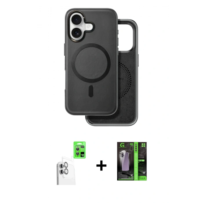 MARSİLYAN™- iPhone 16 Kılıf Pusula Işık Koleksiyonu - Şeffaf 360 Full Body Arka Koruyucu + Raze Metal Kamera Lens - BZ