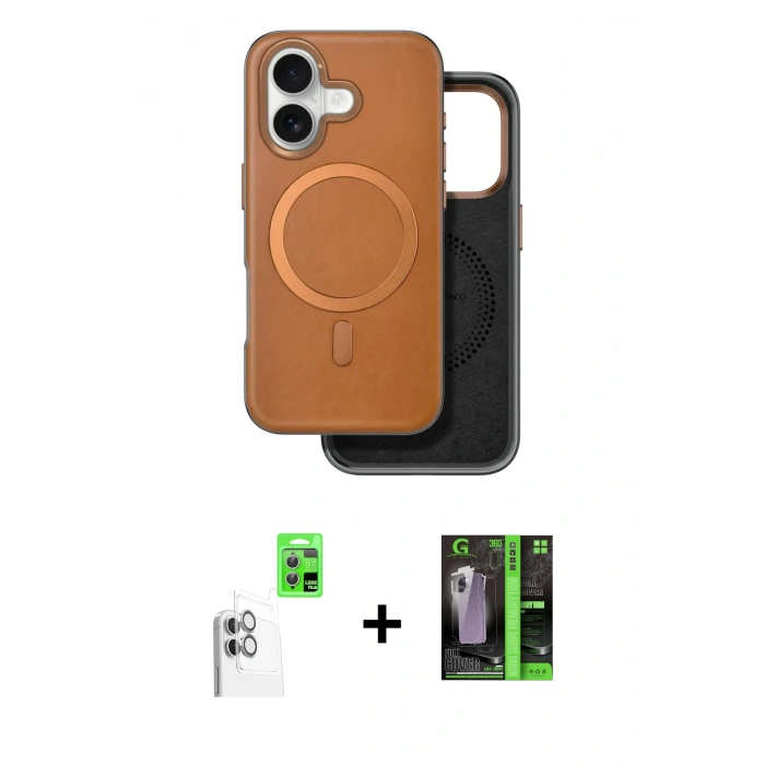 MARSİLYAN™- iPhone 16 Kılıf Pusula Işık Koleksiyonu - Şeffaf 360 Full Body Arka Koruyucu + Raze Metal Kamera Lens - BZ