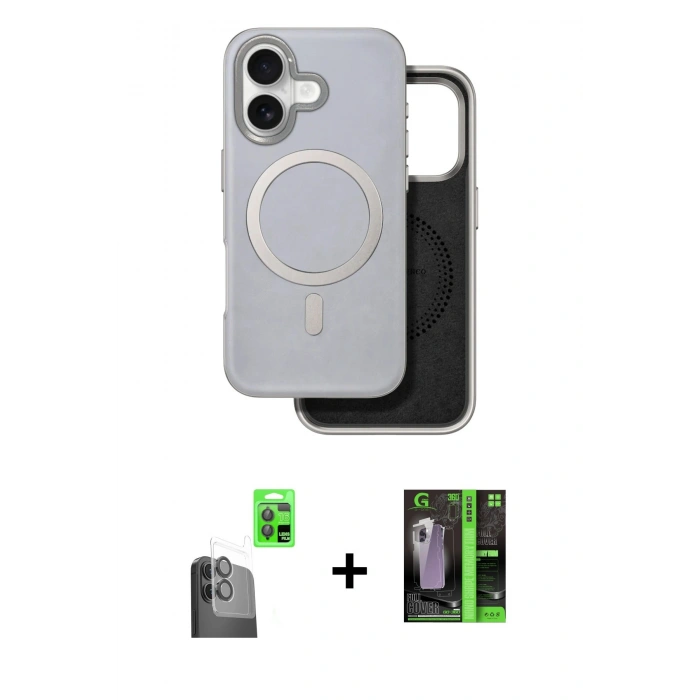 MARSİLYAN™- iPhone 16 Kılıf Pusula Işık Koleksiyonu - Şeffaf 360 Full Body Arka Koruyucu + Raze Metal Kamera Lens - SH