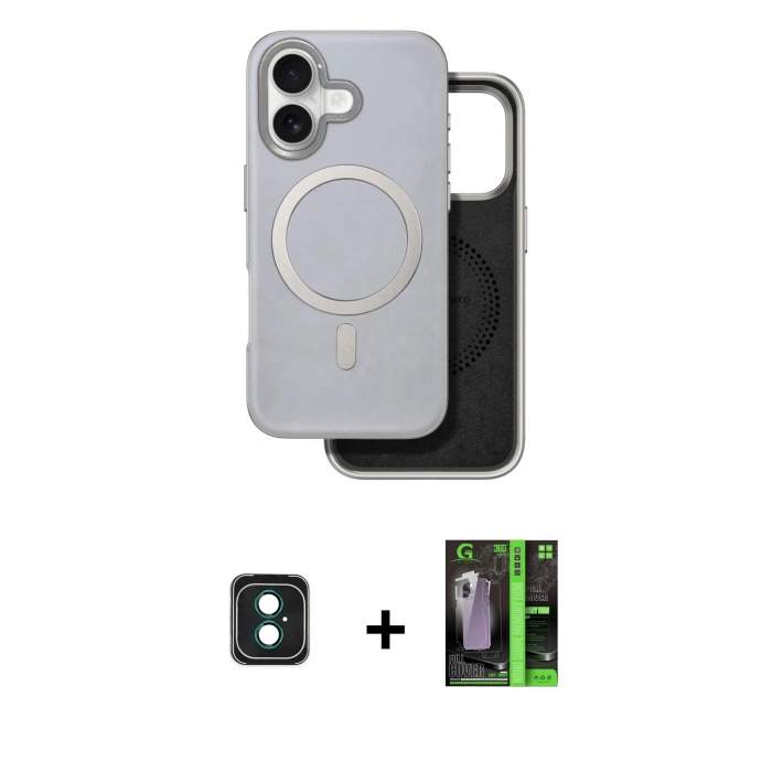 MARSİLYAN™- iPhone 16 Kılıf Pusula Işık Koleksiyonu - Şeffaf 360 Full Body Arka Koruyucu + PVD Metal Kamera Lens - YL